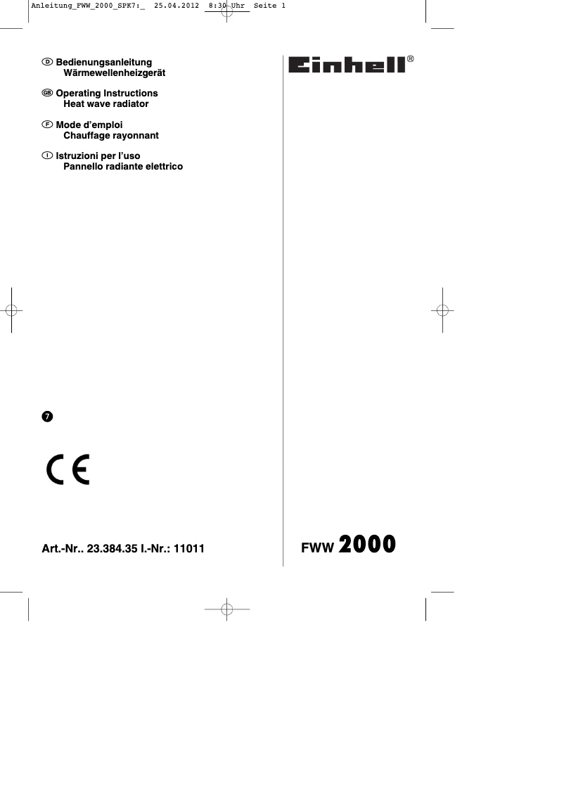 Página 1 del manual Manual de instrucciones Einhell FWW 2000
