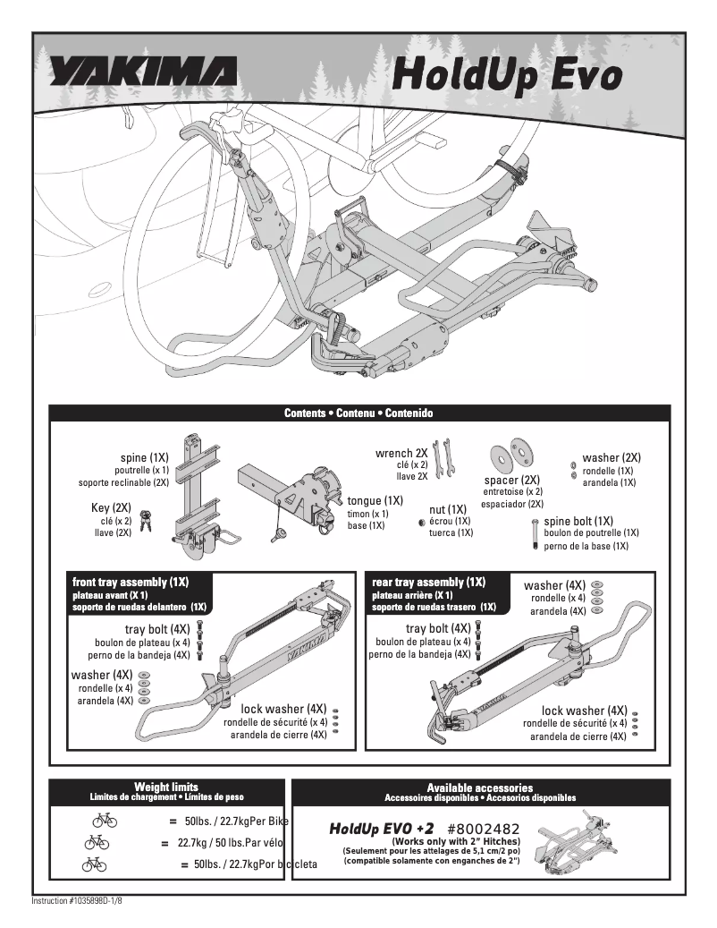 Page 1 de la notice Manuel utilisateur Yakima HoldUp Evo