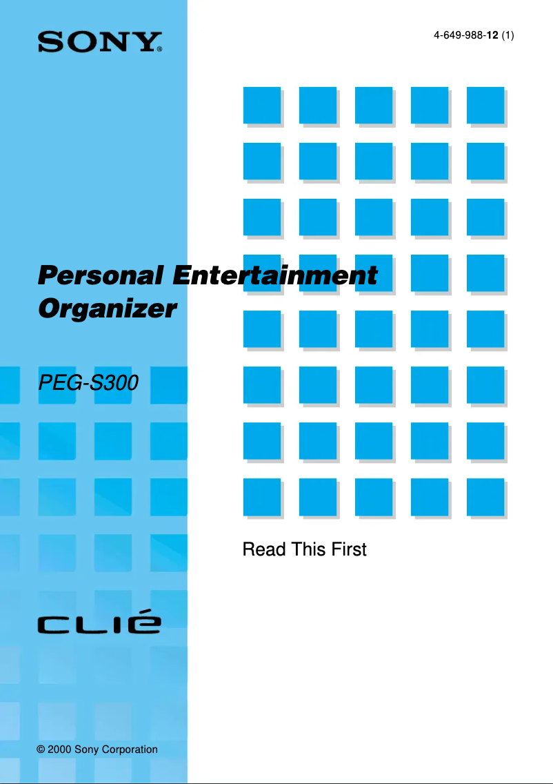 Page 1 de la notice Manuel utilisateur Sony Clié PEG-S300