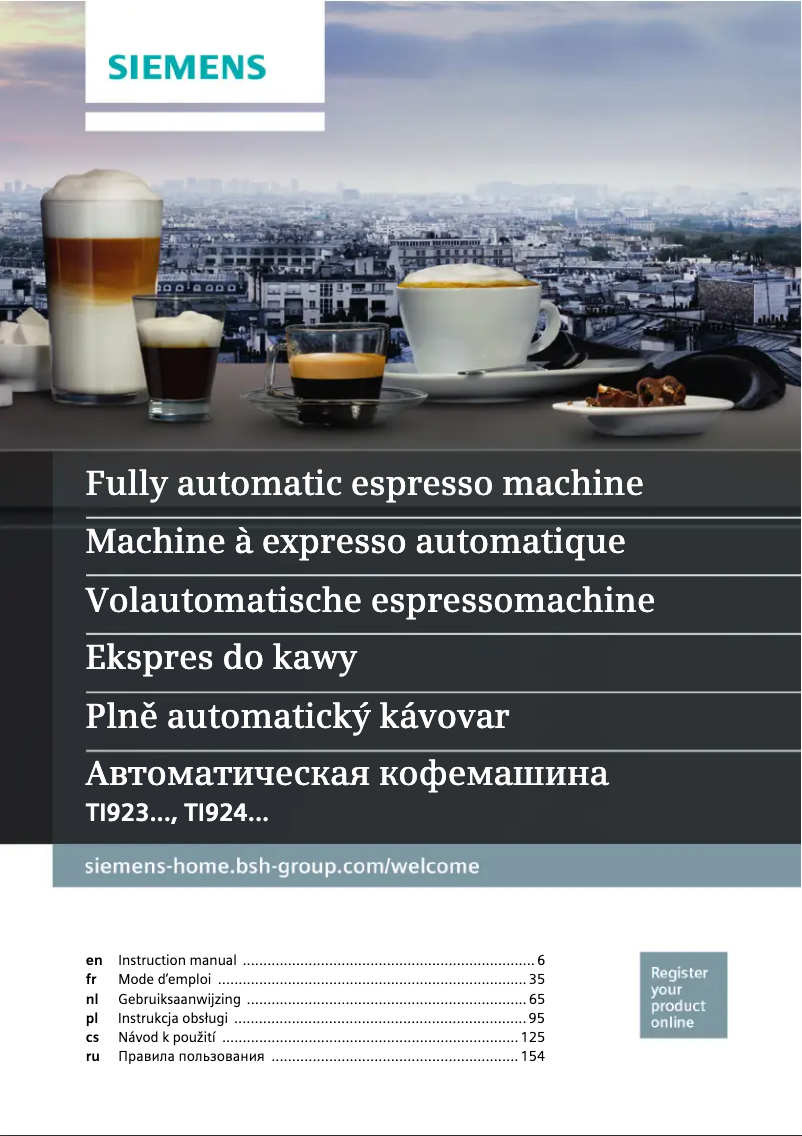 Page n°1 - Manuel utilisateur Siemens EQ.9 s400 TI924301RW