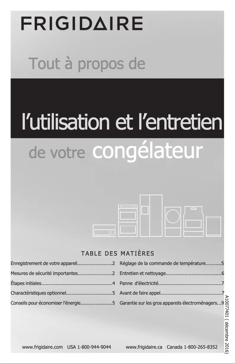 Page n°1 - Manuel utilisateur Frigidaire FFFC05M2TW