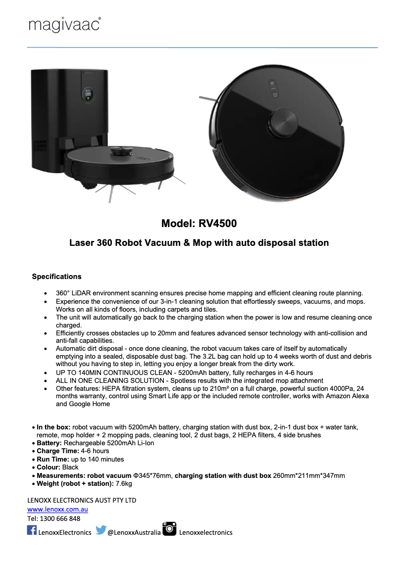 Image de la première page du manuel de l'appareil RV4500