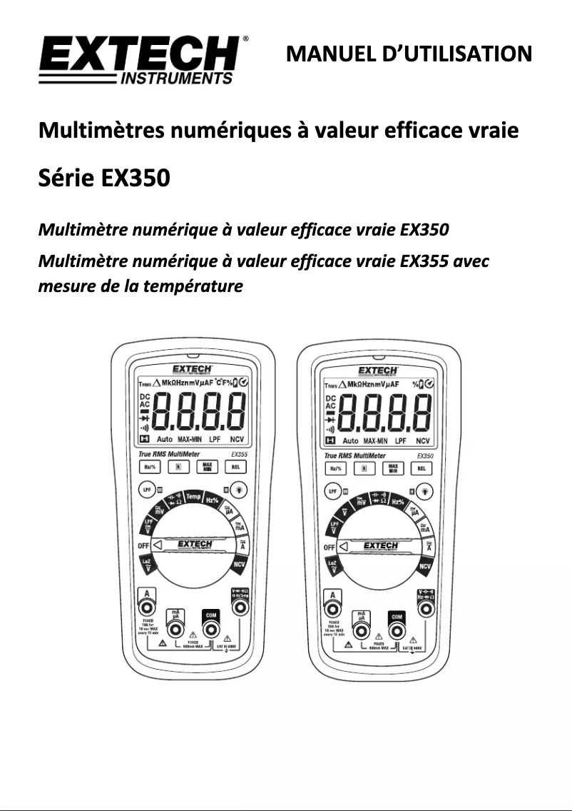 Page n°1 - Manuel utilisateur Extech EX355