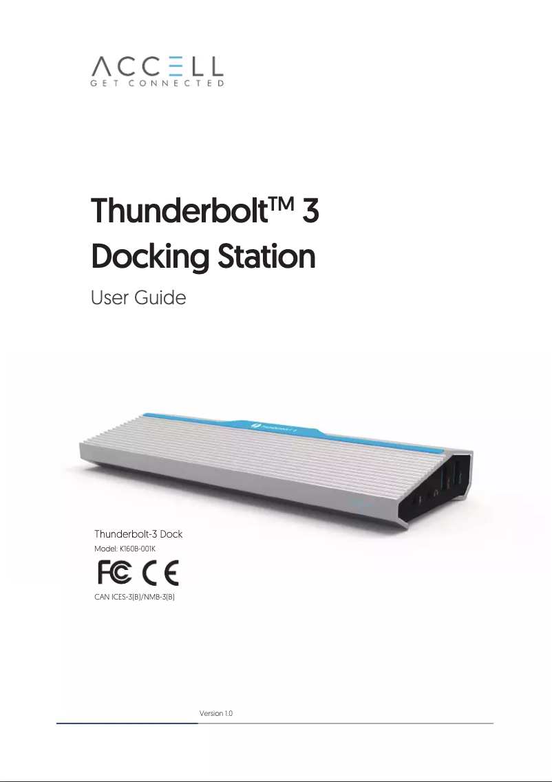 Page 1 de la notice Manuel utilisateur Accell Thunderbolt-3 Dock K160B-001K