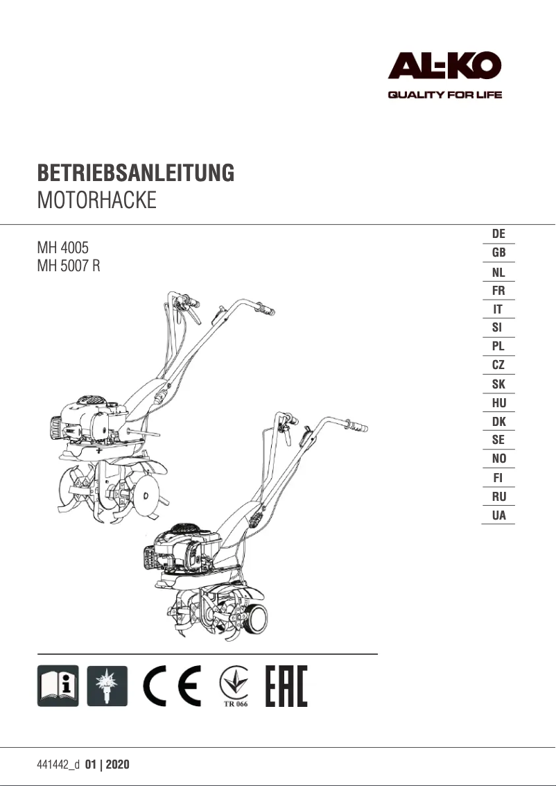 Page n°1 - Manuel utilisateur AL-KO MH 5007