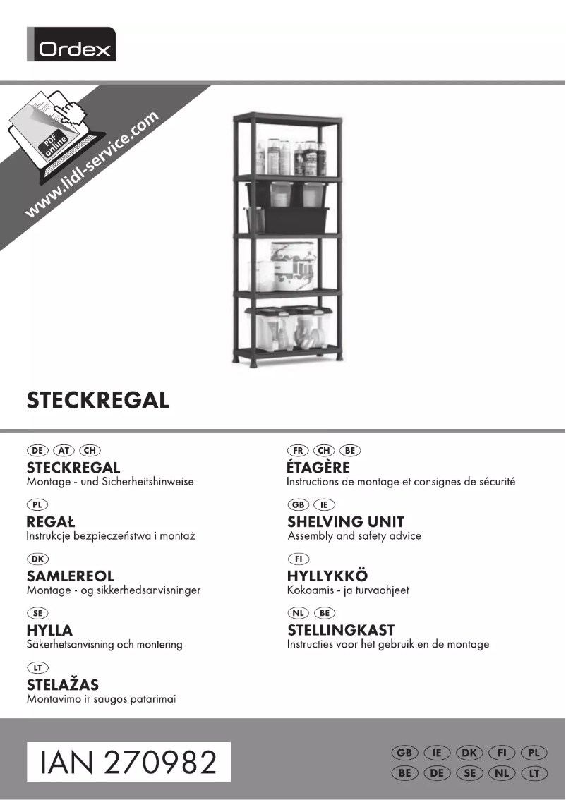 Page 1 de la notice Manuel utilisateur Ordex IAN 270982