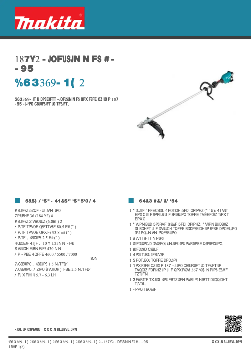Page 1 de la notice Fiche technique Makita DUR369LPG2