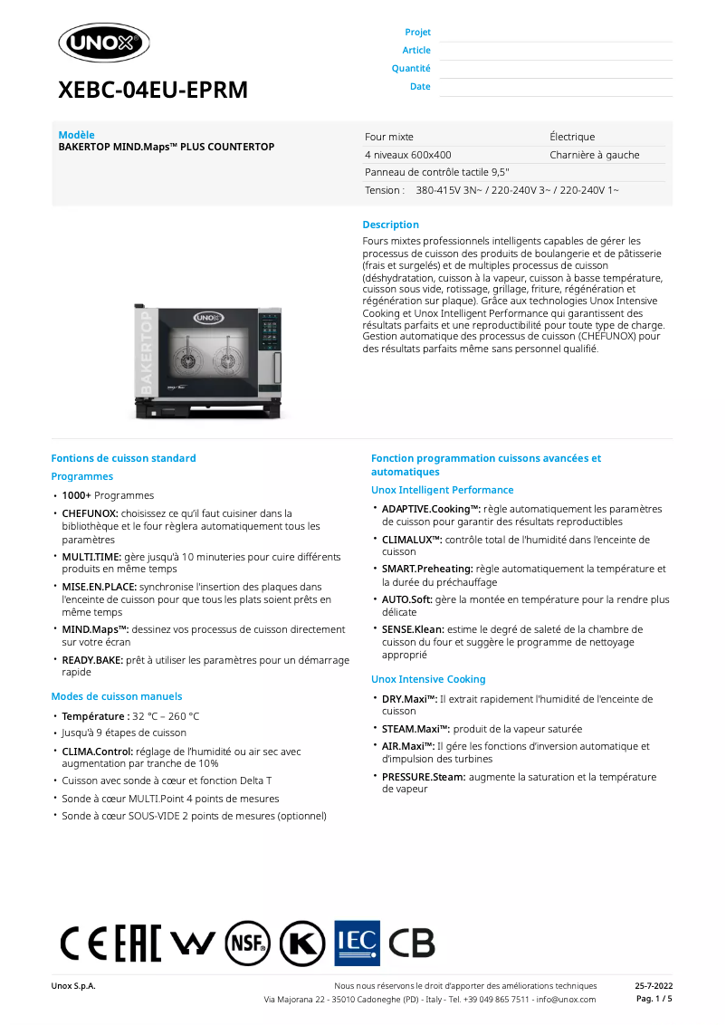 Image de la première page du manuel de l'appareil BAKERTOP MIND.Maps PLUS