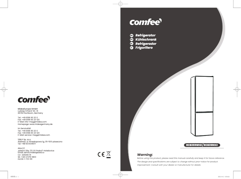 Page 1 de la notice Manuel utilisateur Comfee RCB359WH2