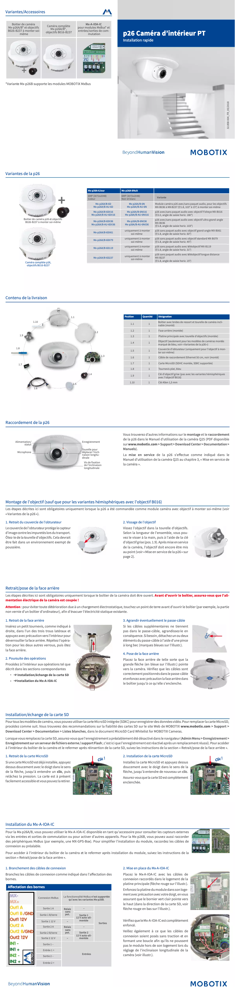 Page 1 de la notice Manuel utilisateur Mobotix p26A