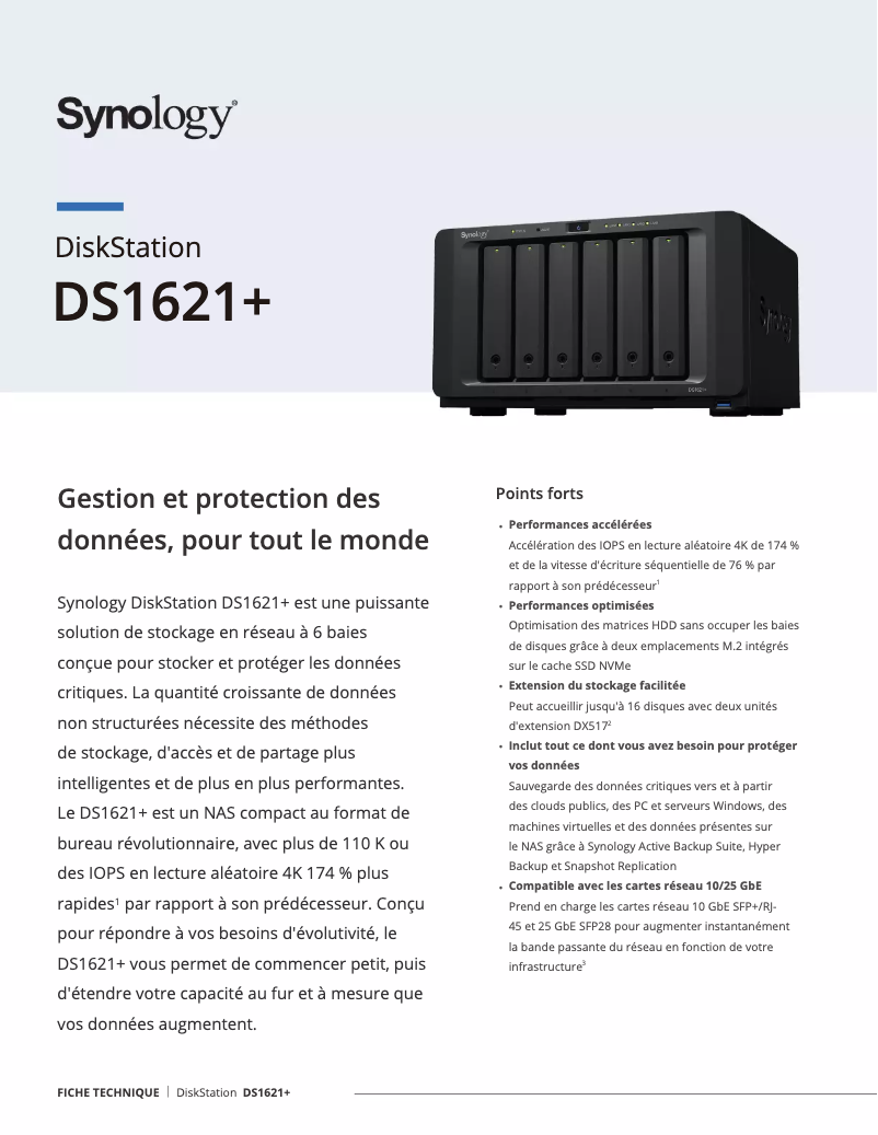 Image de la première page du manuel de l'appareil DiskStation DS1621+
