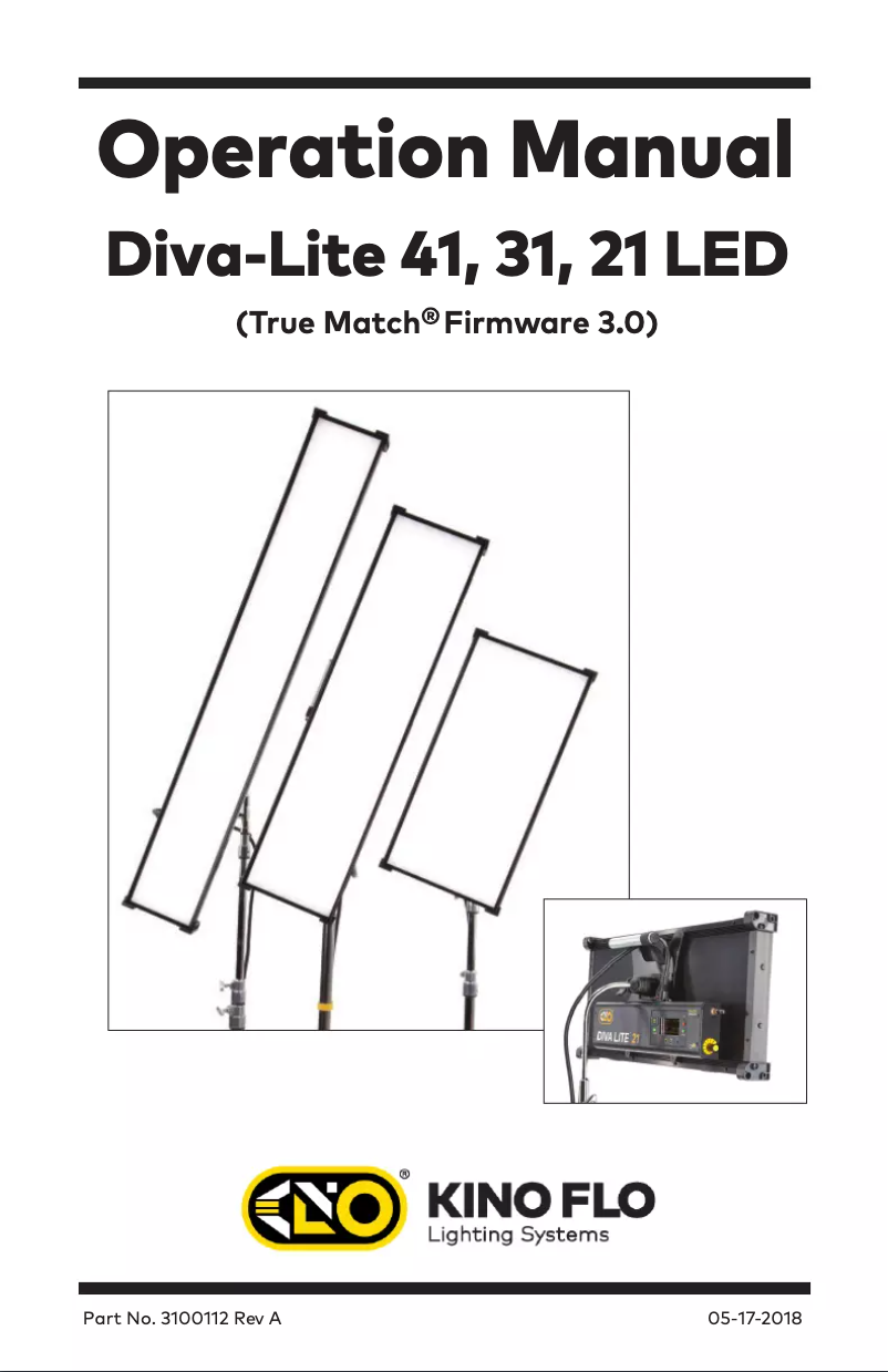 Page 1 de la notice Manuel utilisateur Kino Flo Diva-Lite 41 LED