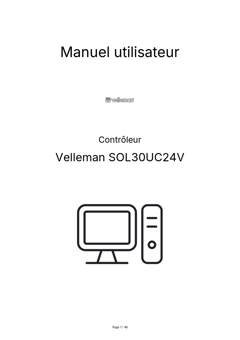 Page n°1 - Manuel utilisateur Velleman SOL30UC24V