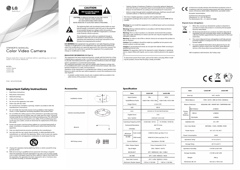 Page n°1 - Manuel utilisateur LG L6323-BP