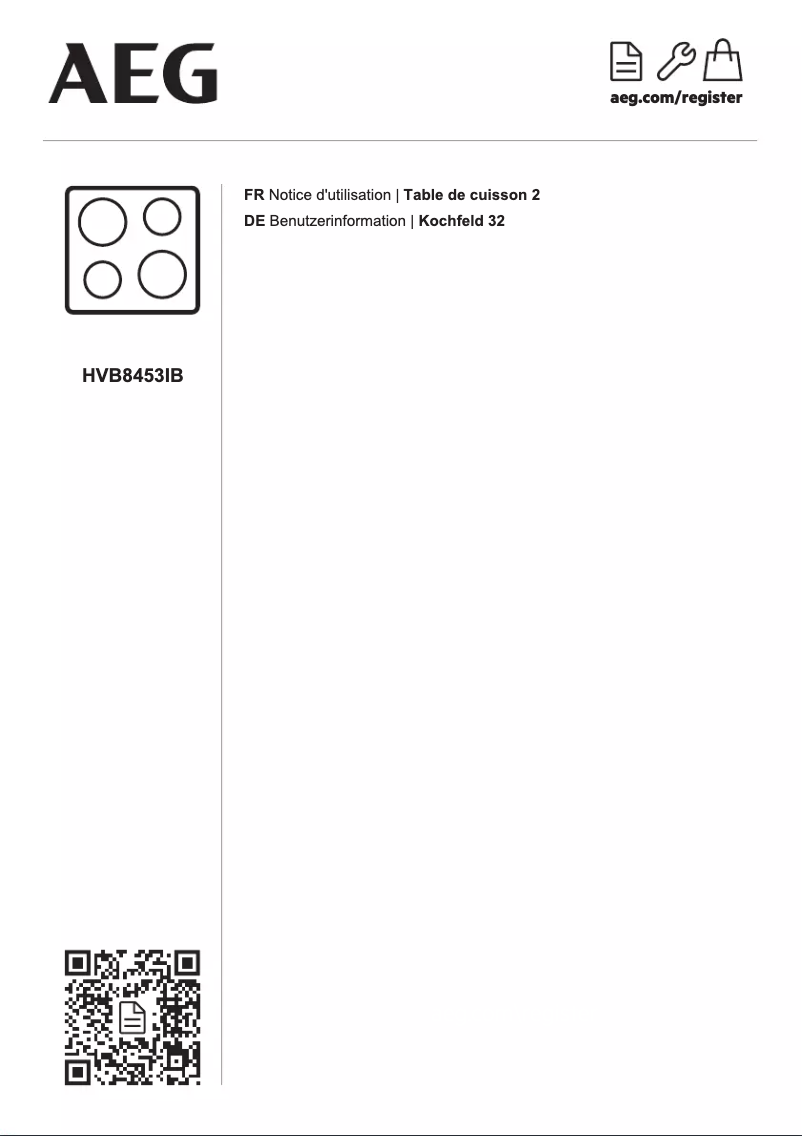 Page 1 de la notice Manuel utilisateur AEG HVB8453IB