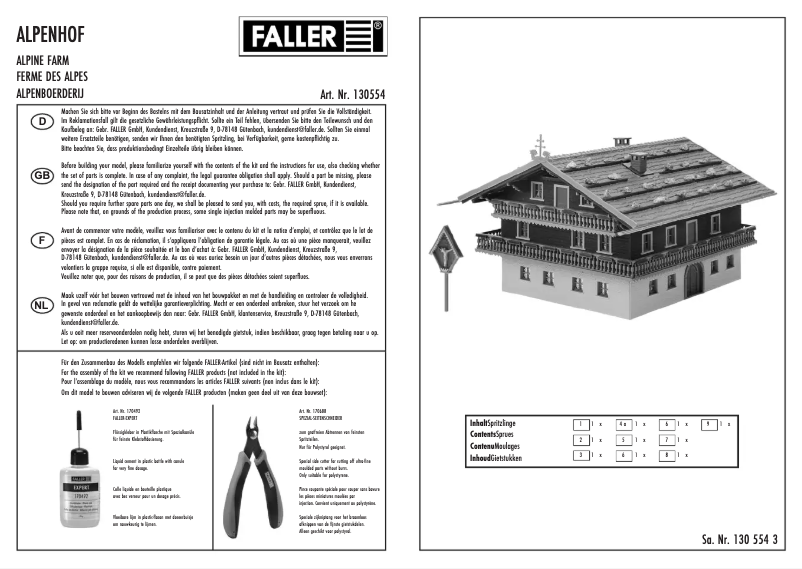 Page n°1 - Manuel utilisateur Faller 130554