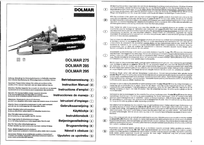 Page n°1 - Manuel utilisateur Dolmar 275