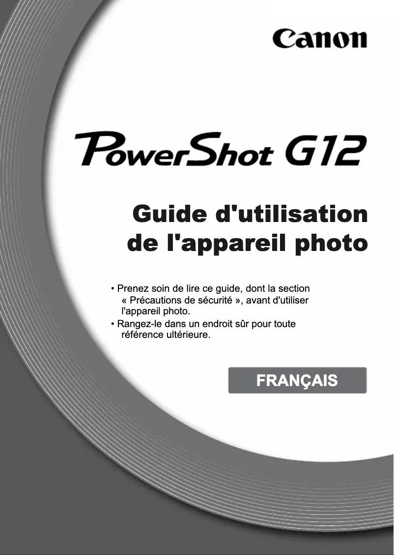 Page 1 de la notice Manuel utilisateur Canon PowerShot G12