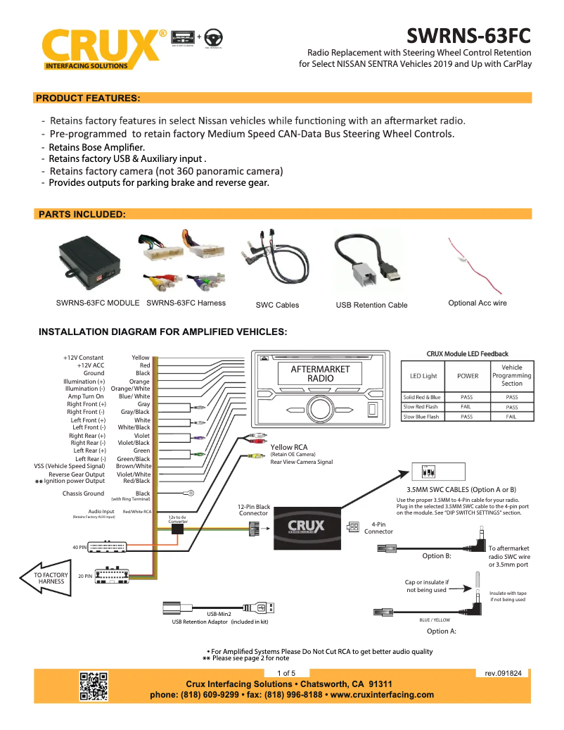 Page n°1 - Manuel utilisateur CRUX SWRNS-63FC