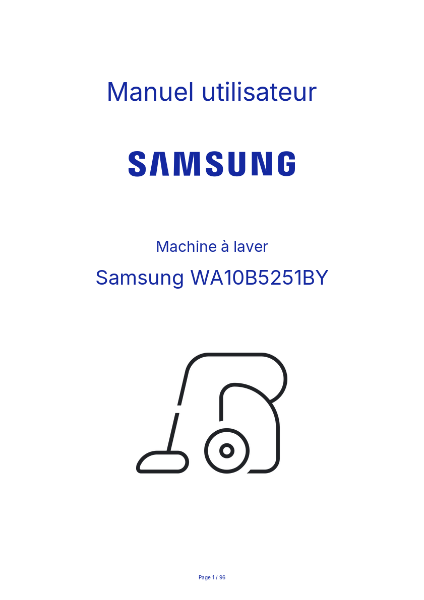 Page n°1 - Manuel utilisateur Samsung WA10B5251BY