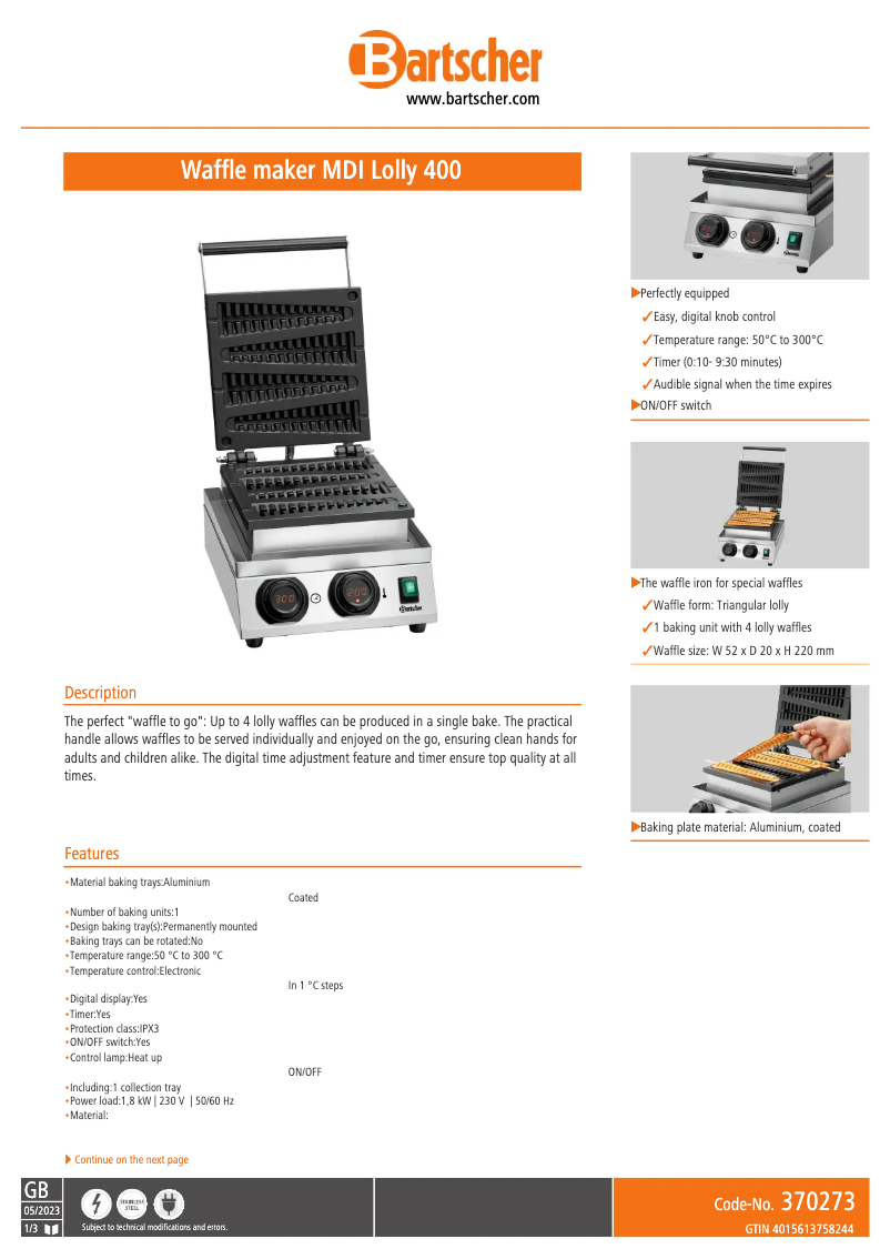 Image de la première page du manuel de l'appareil Lolly 400