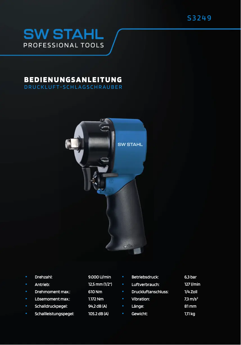 Page 1 de la notice Manuel utilisateur SW-Stahl S3249