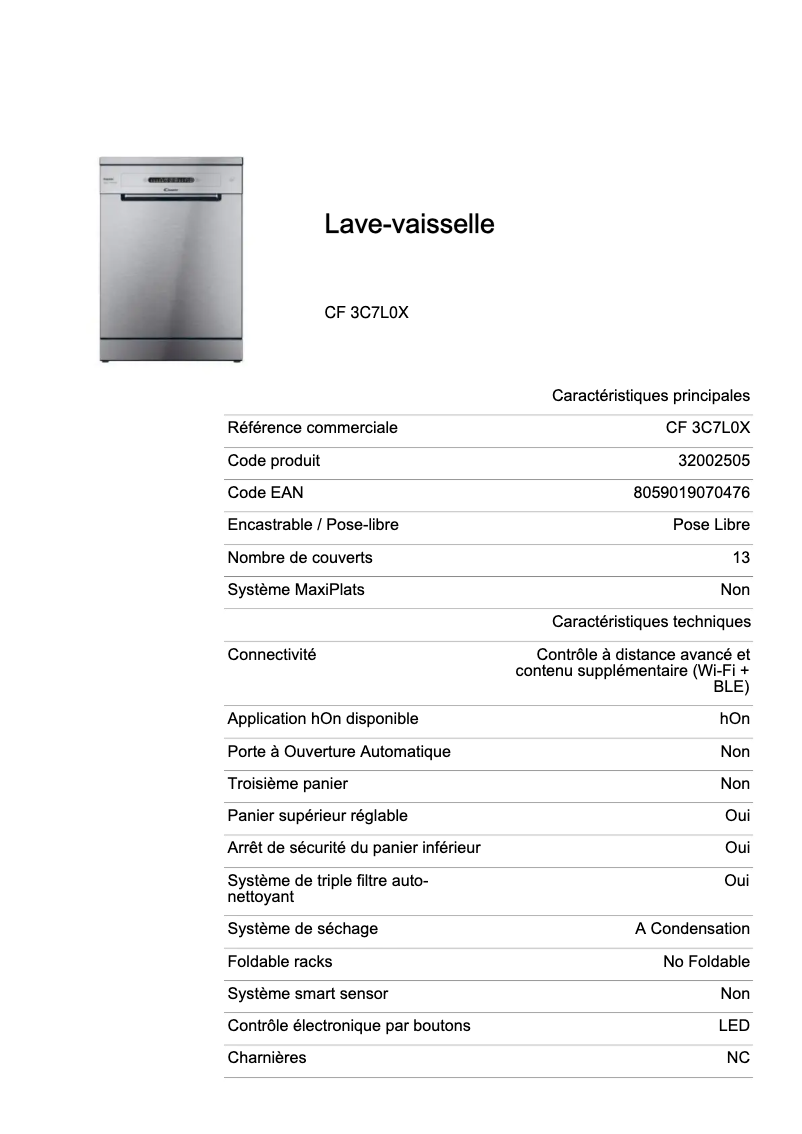 Image de la première page du manuel de l'appareil Rapido' CF 3C7L0X