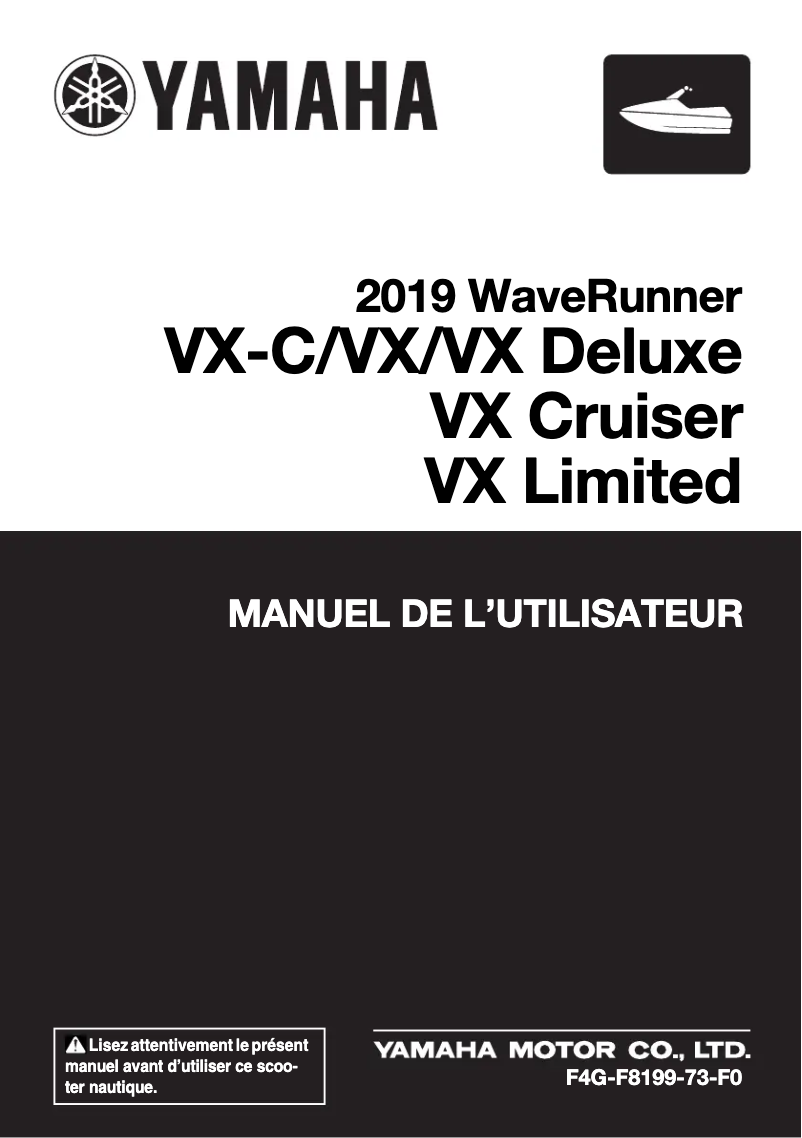 Page n°1 - Manuel utilisateur Yamaha WaveRunner VX-C (2019)