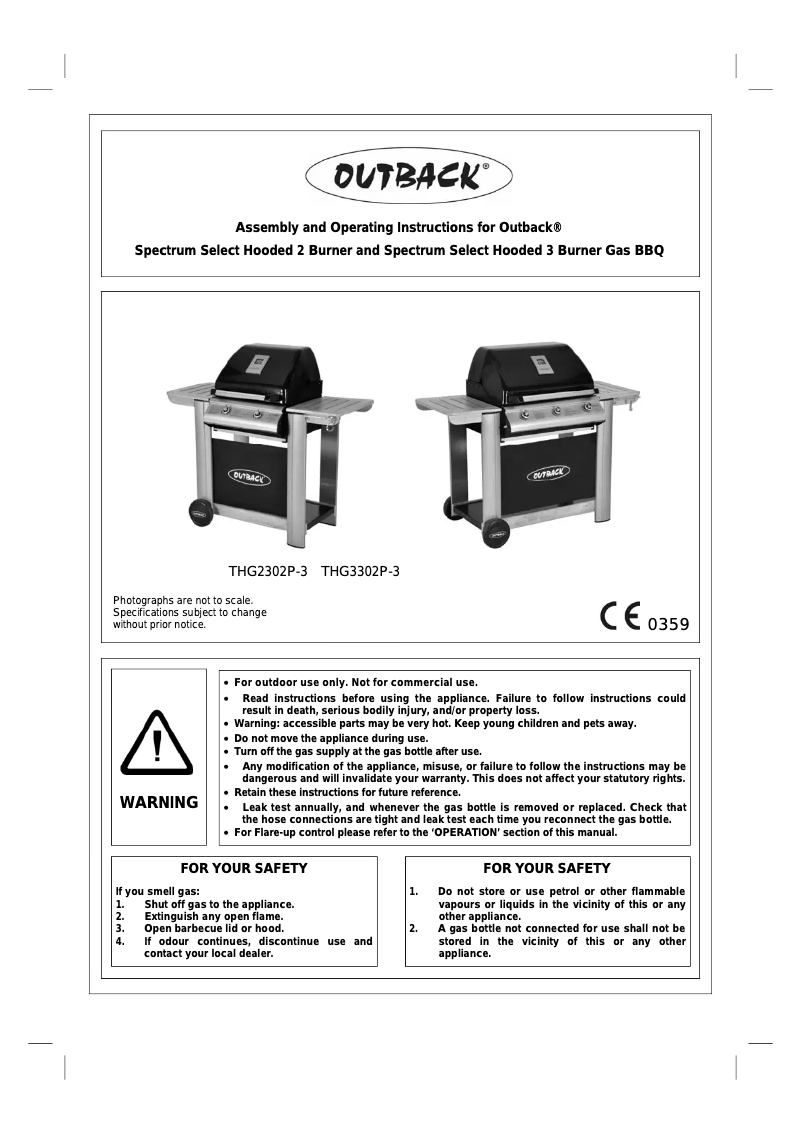 Page n°1 - Manuel utilisateur Outback Spectrum Select Hooded 2 Burner