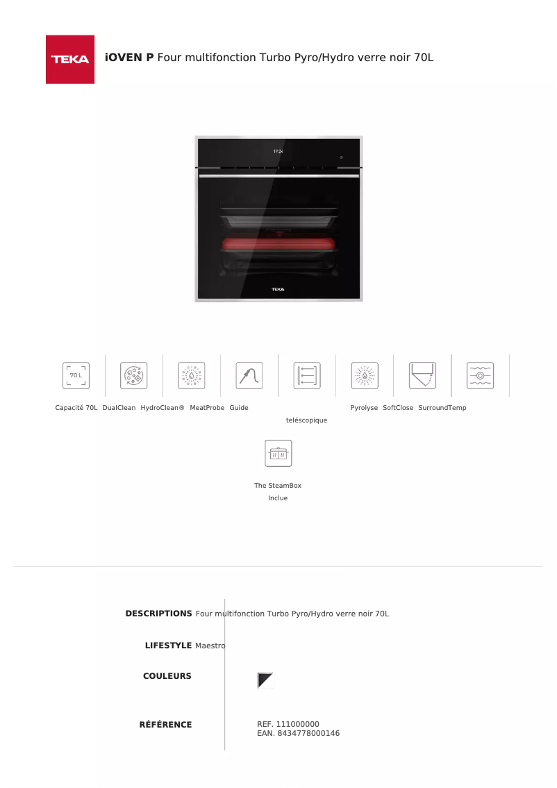 Page n°1 - Fiche technique Teka iOven P