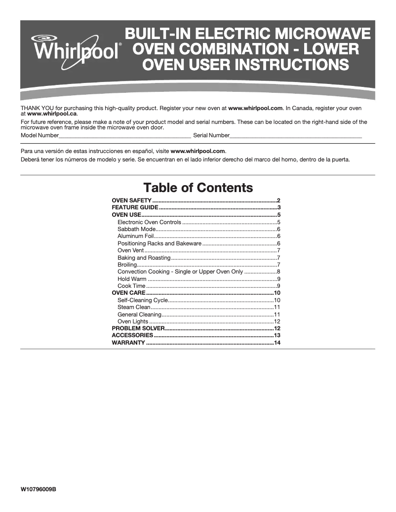Image de la première page du manuel de l'appareil WOC54EC7AB