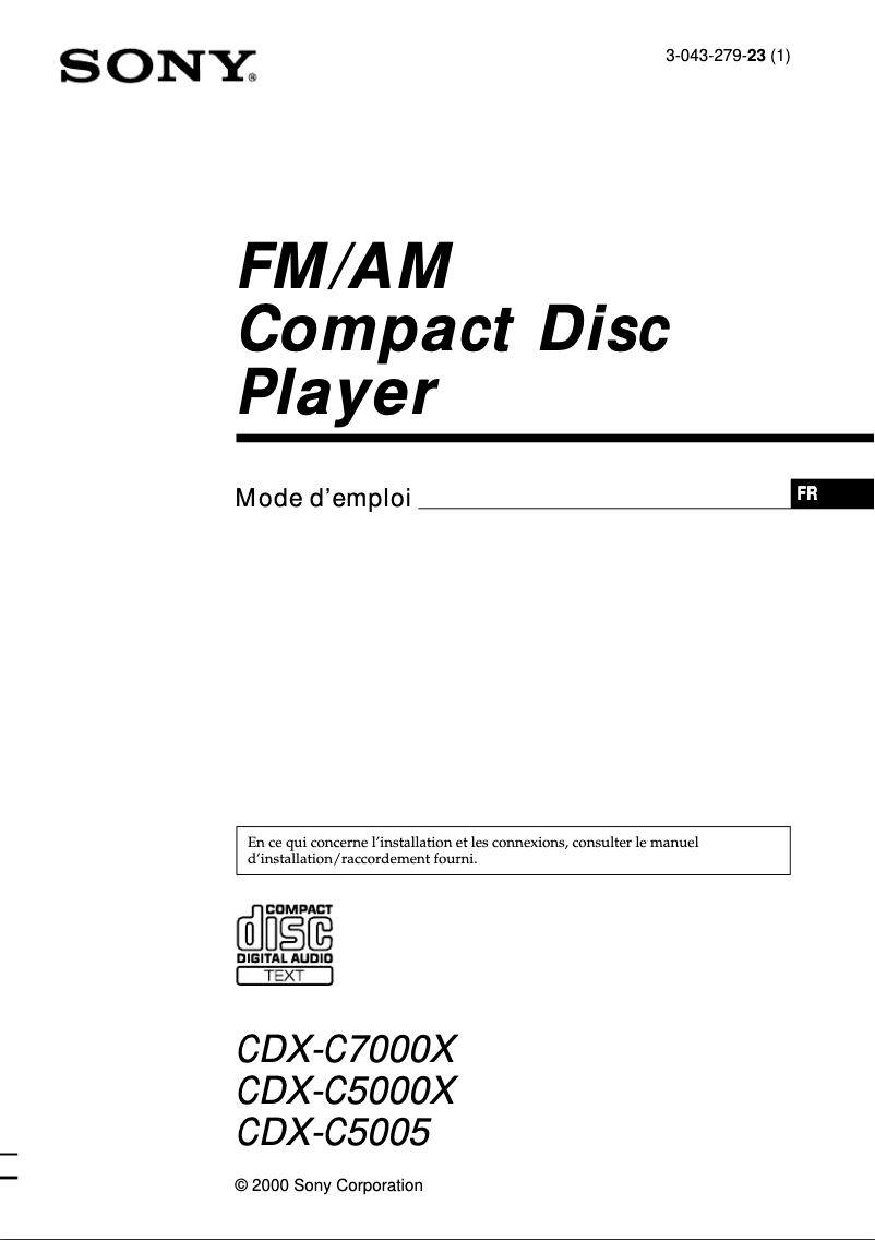 Image de la première page du manuel de l'appareil CDX-C7000X