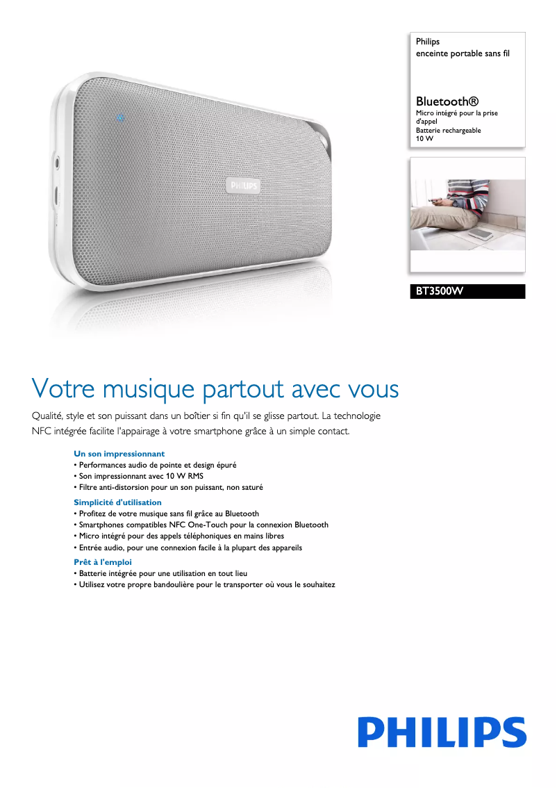 Page n°1 - Fiche technique Philips BT3500W