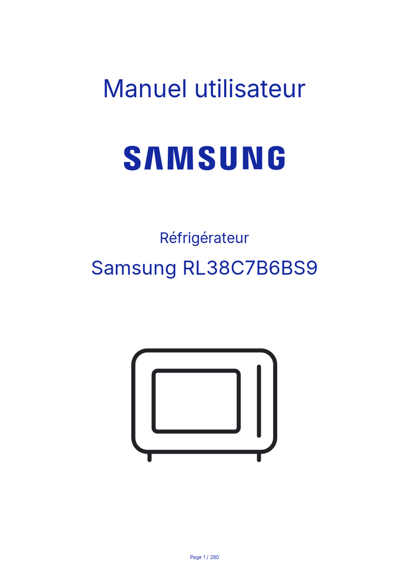 Page n°1 - Manuel utilisateur Samsung RL38C7B6BS9