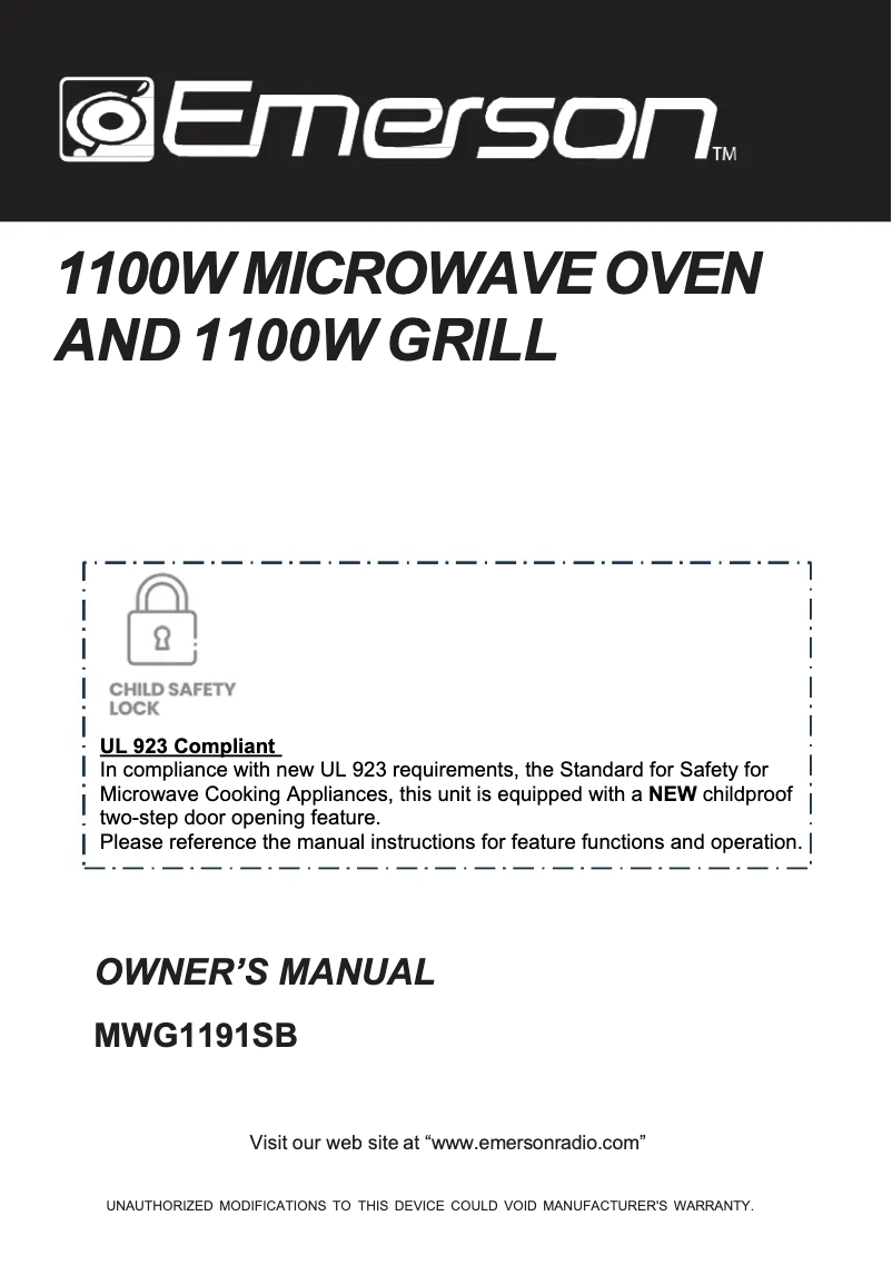 Image de la première page du manuel de l'appareil MWG1191SB
