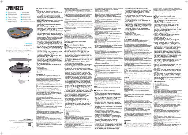 Page 1 de la notice Manuel utilisateur Princess Table Chef Triangle