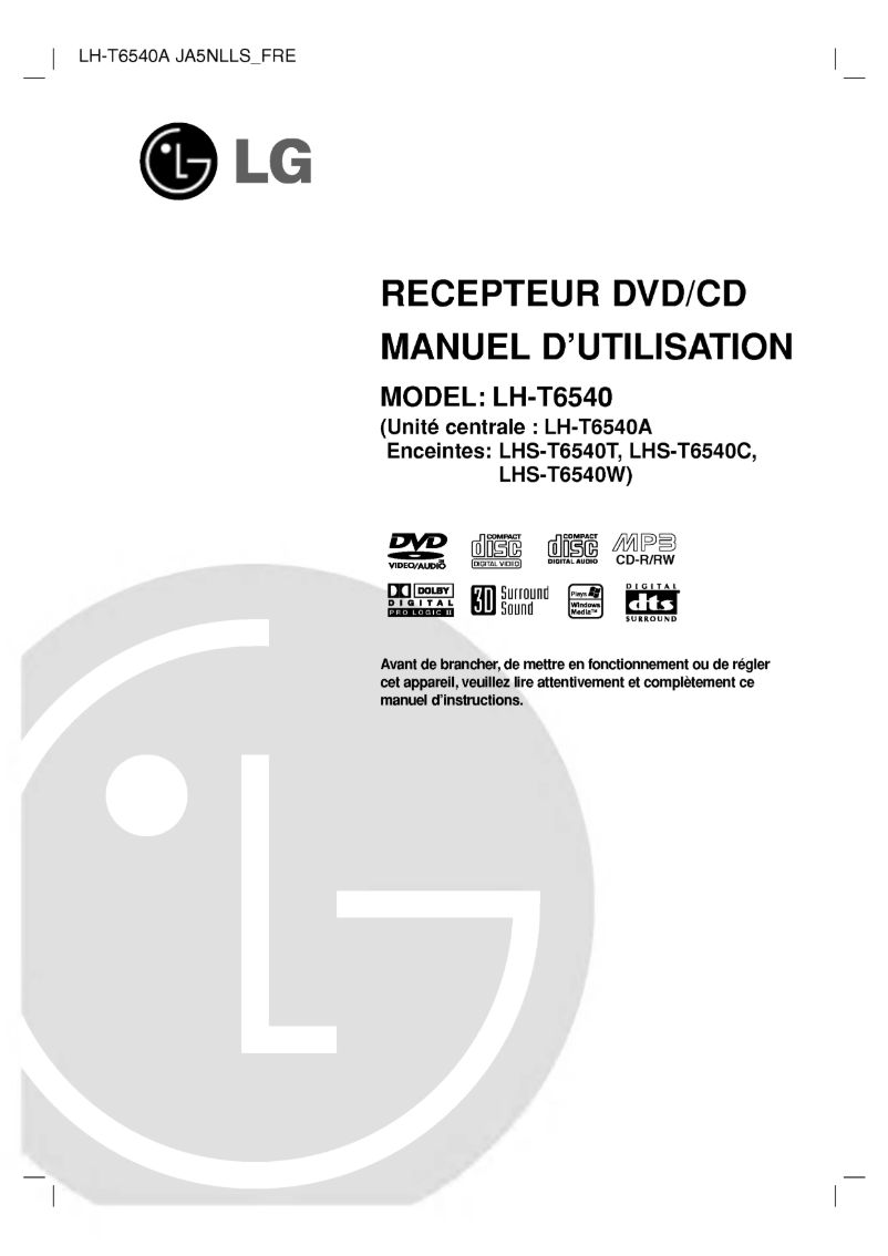 Page 1 de la notice Manuel utilisateur LG LH-T6540A