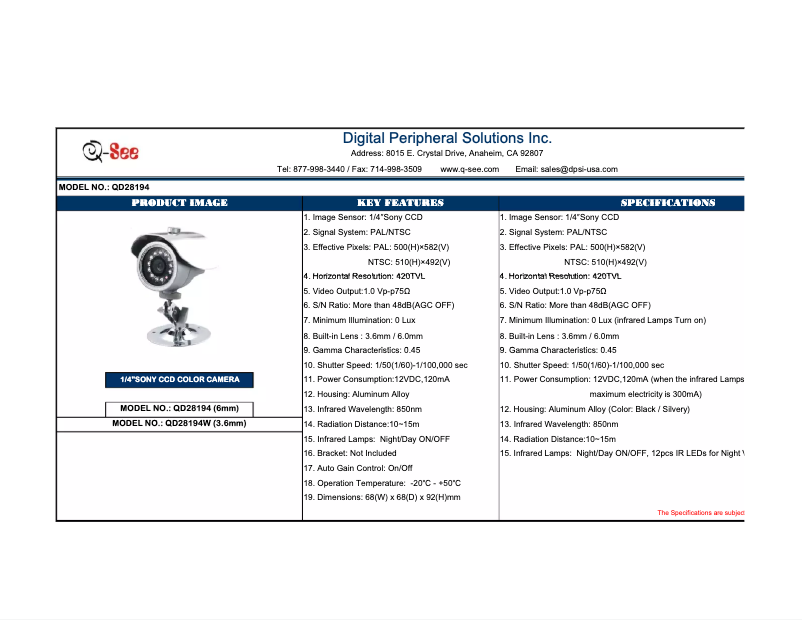 Page n°1 - Manuel utilisateur Q-See QD28194W
