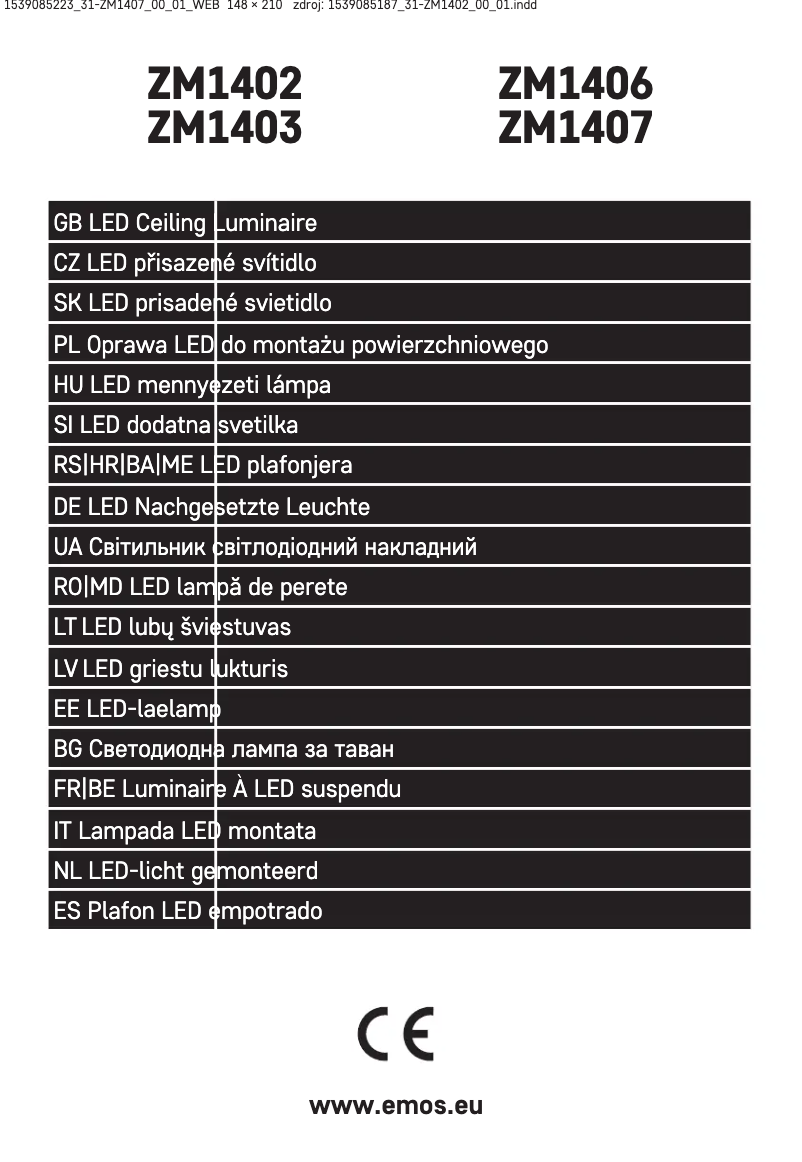 Image de la première page du manuel de l'appareil ZM1407