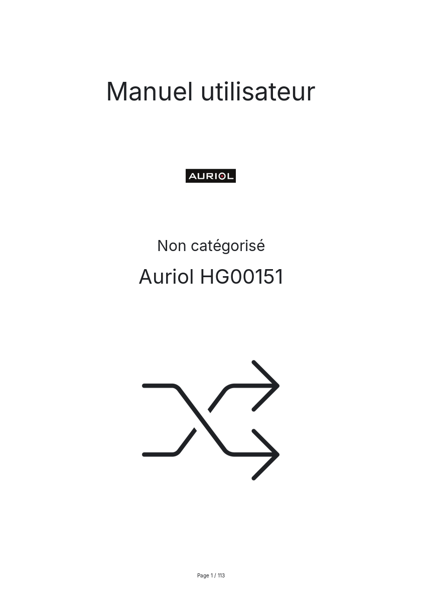 Page 1 de la notice Manuel utilisateur Auriol HG00151