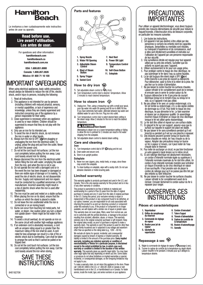 Image de la première page du manuel de l'appareil Steam Elite 14010