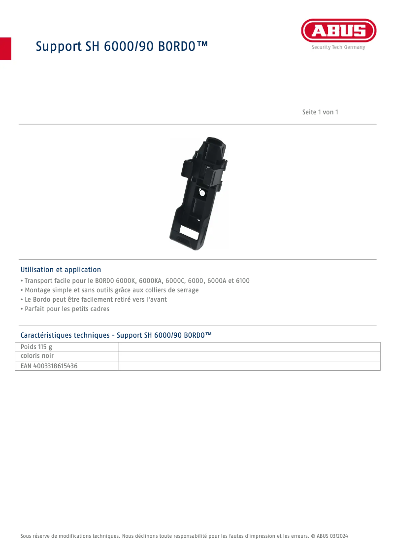 Page 1 de la notice Manuel utilisateur Abus SH6000