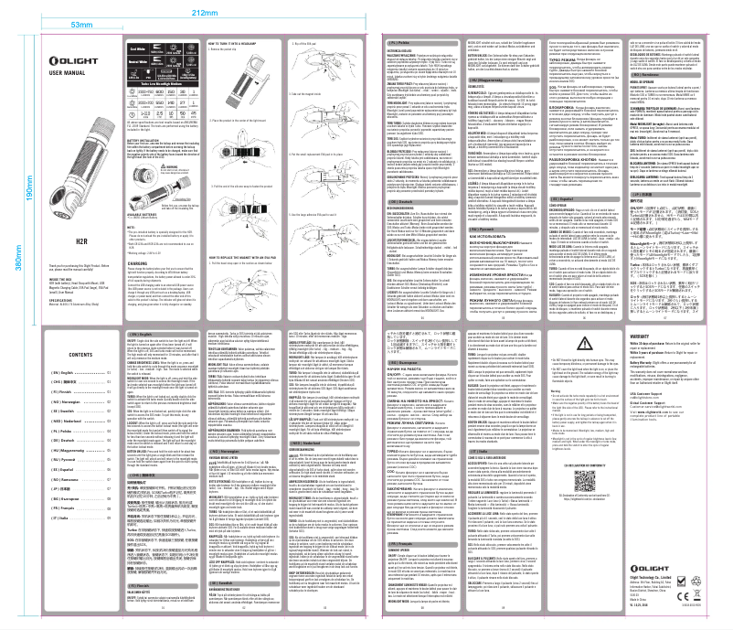 Página 1 del manual Manual de usuario Olight H2R