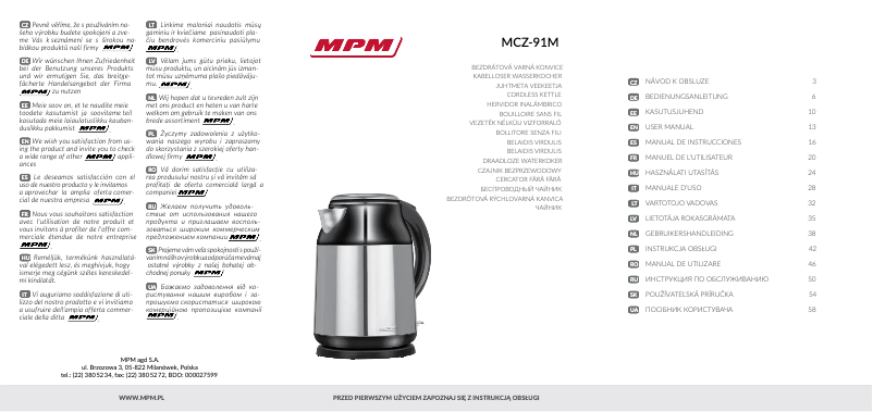 Page n°1 - Manuel utilisateur MPM MCZ-91M