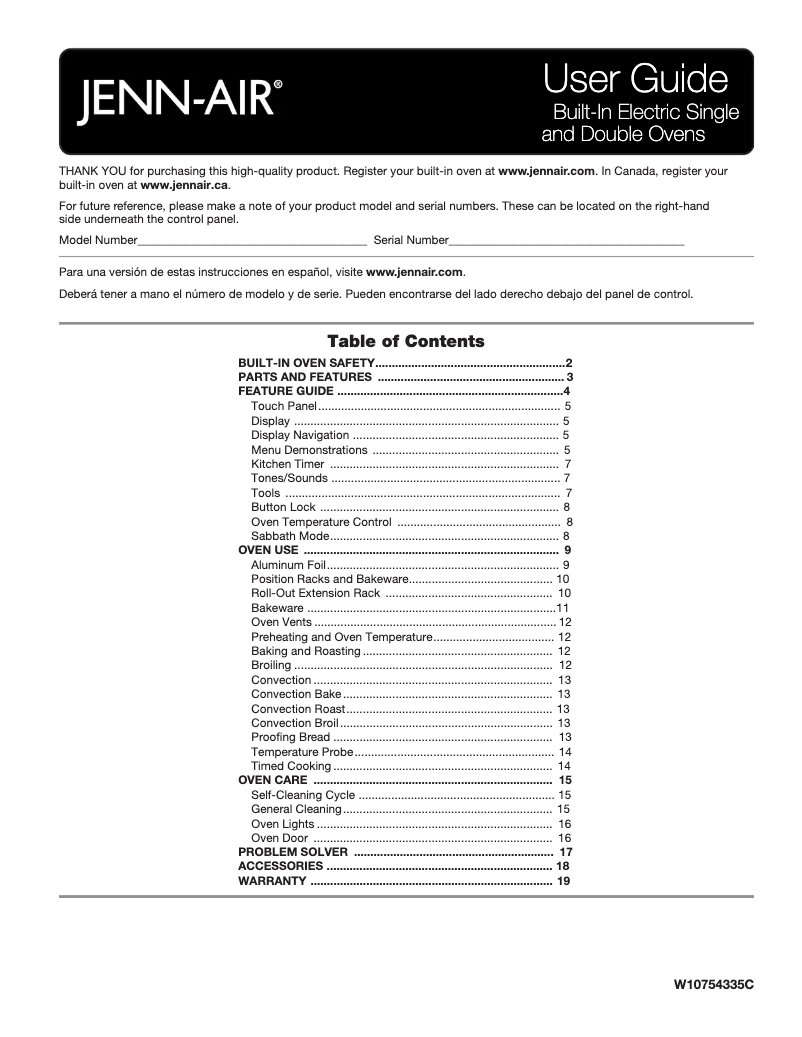 Page 1 of the manual User Manual JennAir JJW2830DP