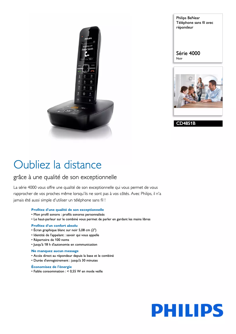 Página 1 del manual Ficha técnica Philips BeNear CD4851B