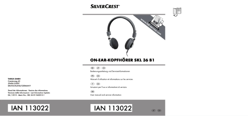 Page 1 of the manual User Manual SilverCrest SKL 36 B1