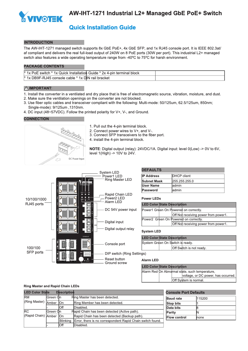 Image de la première page du manuel de l'appareil AW-IHT-1271