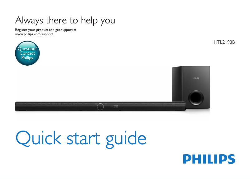 Page n°1 - Guide de démarrage rapide Philips HTL2193B