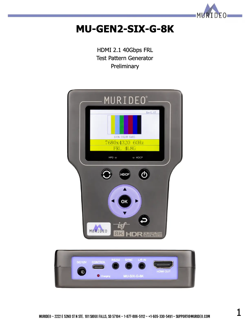 Image de la première page du manuel de l'appareil MU-GEN2-SIX-G-8K